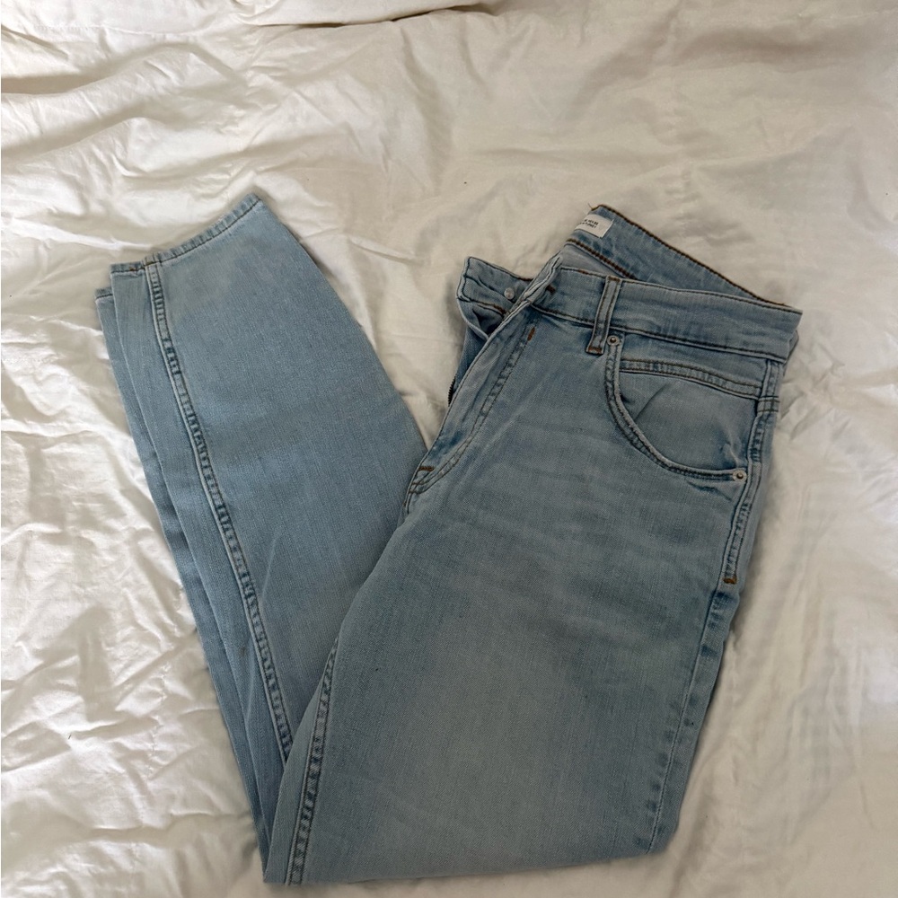 Zara Women's Straight Leg Jeans in Light Blue